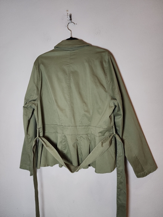 NWT Lane Bryant Green Crop Peplum Utility Jacket Belted Soft Cotton Blend 20 2X - Picture 9 of 16